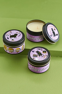 Witchy Black Cat Tin Candle Set