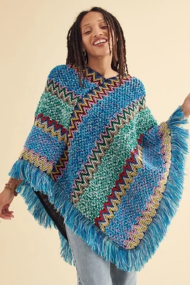 Blue Tone Zig Zag Open Arm Shawl