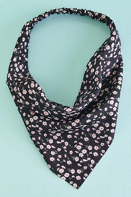 Black Ditsy Floral Hair Scarf