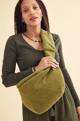 Moss Sherpa Oversized Sling Bag