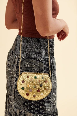 Metal Agate Crystal Crossbody Bag