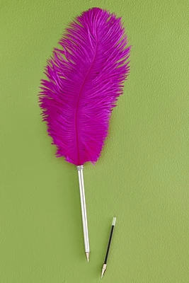 Fuschia Ostrich Feather Ink Pen