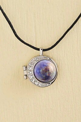 Dimensional Earth Moon Locket Necklace