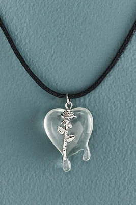 Rose Dripping Heart Necklace