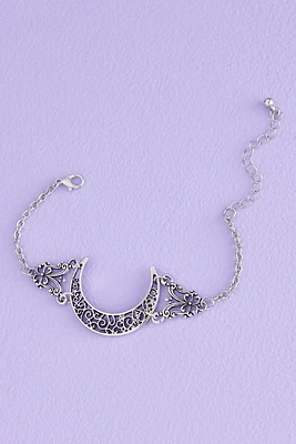 Ornate Silver Moon Bracelet