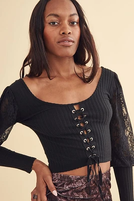 Shadow Black Lace Top