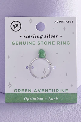 Green Aventurine Sterling Silver Stone Ring