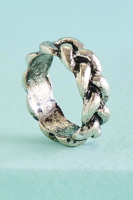 Chunky Silver Braided Ring