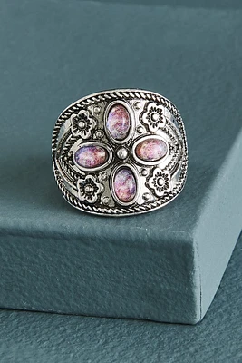 Pink Flower Shield Ring