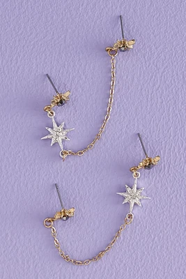 Starry Draped Chain Earring Set