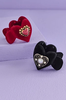 Velvet Heart Claw Clip Set