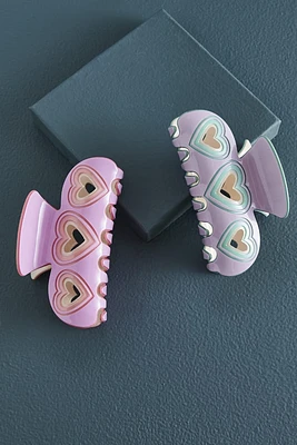 Pastel Beaming Heart Claw Clip Set