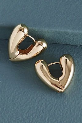 Gold Heart Huggie Earrings