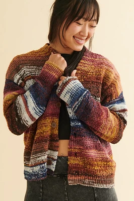 Boucle Striped Button Cardigan