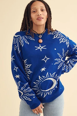 Blue and White Celestial Sweater