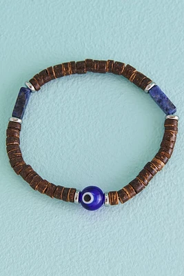 Sodalite Evil Eye Coconut Shell Bracelet