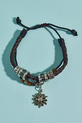 Hematite Braided Sun Charm Bracelet