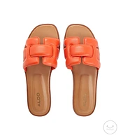 Sandalias Naranjas Planas en Piel Mujer