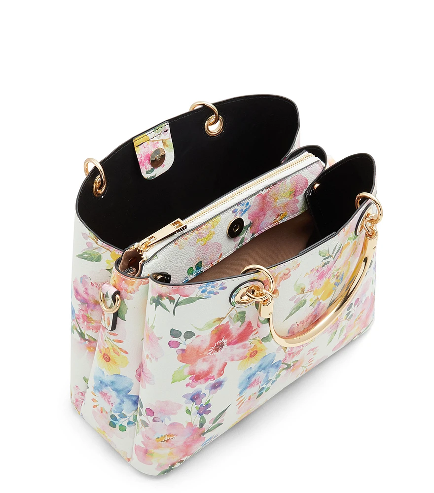 Bolso Satchel con Flores Mujer