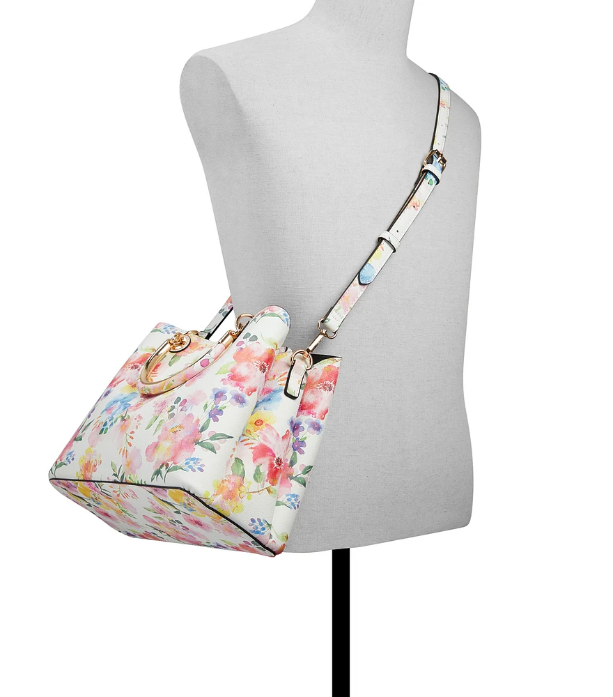 Bolso Satchel con Flores Mujer