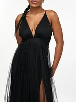 Spa Plunge Tulle Maxi Dress