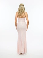 Sequin Drawstring Mermaid Maxi Dress