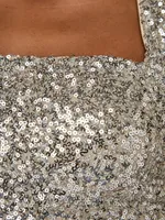 Fete Sequin Square Neck Crop Top