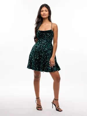 Holland Sequin Fit + Flare Dress