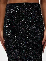 Kasen Velvet Sequin Long Skirt