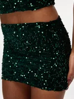 Kasen Velvet Sequin Mini Skirt