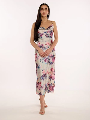 Bogota Satin Floral Print Dress