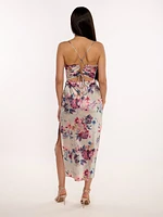 Bogota Satin Floral Print Dress