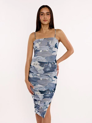 Olivia Printed Mesh Midi Dress