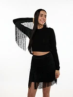 Dallas Long Sleeve Fringe Crop Top