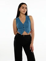 The Six Denim Open Back Top