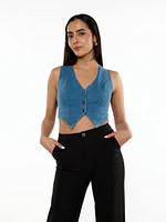 The Six Denim Open Back Top