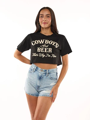 Cowboys + Beer Crop Tee