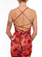 Floral Mesh Tie Back Dress