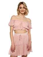 Tess Floral Off The Shoulder Crop Top