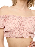 Tess Floral Off The Shoulder Crop Top