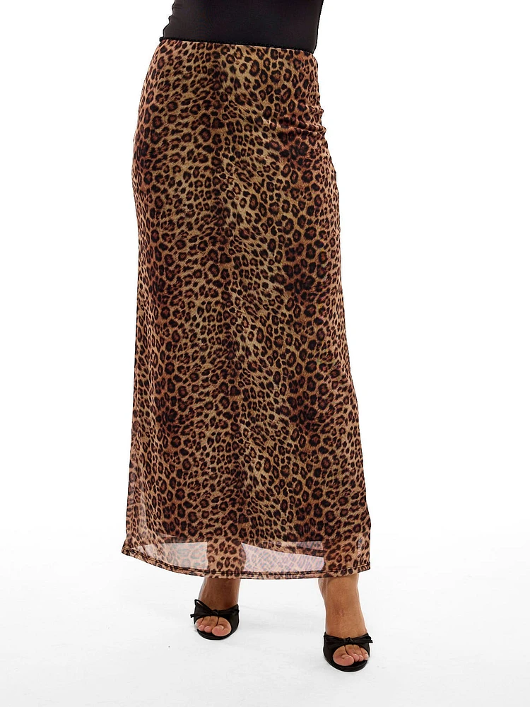 Lucy Leopard Midi Skirt