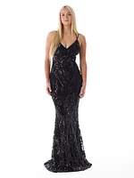 Serena Sequin Tie Back Maxi Dress