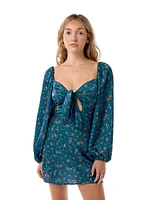 Rumour Satin Floral Tie Dress