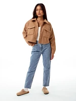 Augie Solid Cropped Shacket