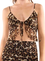 Lola Leopard Front Tie Crop Top