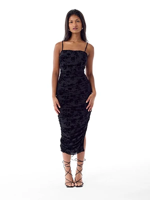 Olivia Flocking Midi Dress