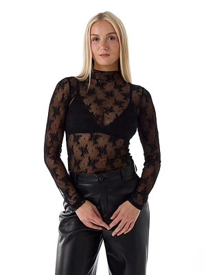 Lace Layer Long Sleeve Top