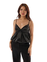 Veronica Satin Peplum Top