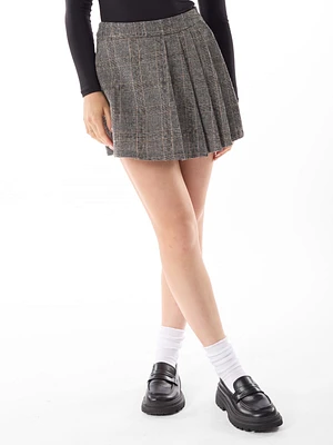 Plaid Pleated Mini Skirt