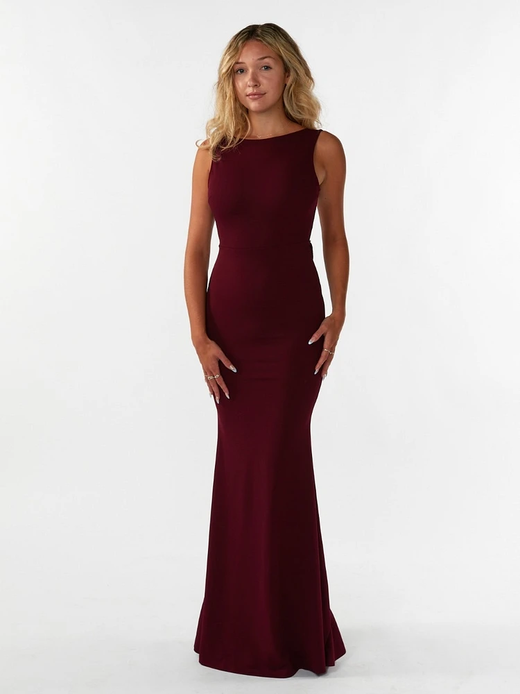 Red Carpet Bow Back Maxi Dress